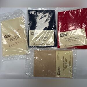 Charles Craft Cross Stitch Fabric Set of 4 pkg 14count Aida cloth, each 12x12”.